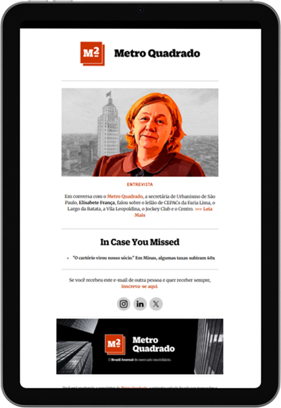 A newsletter do Metro Quadrado